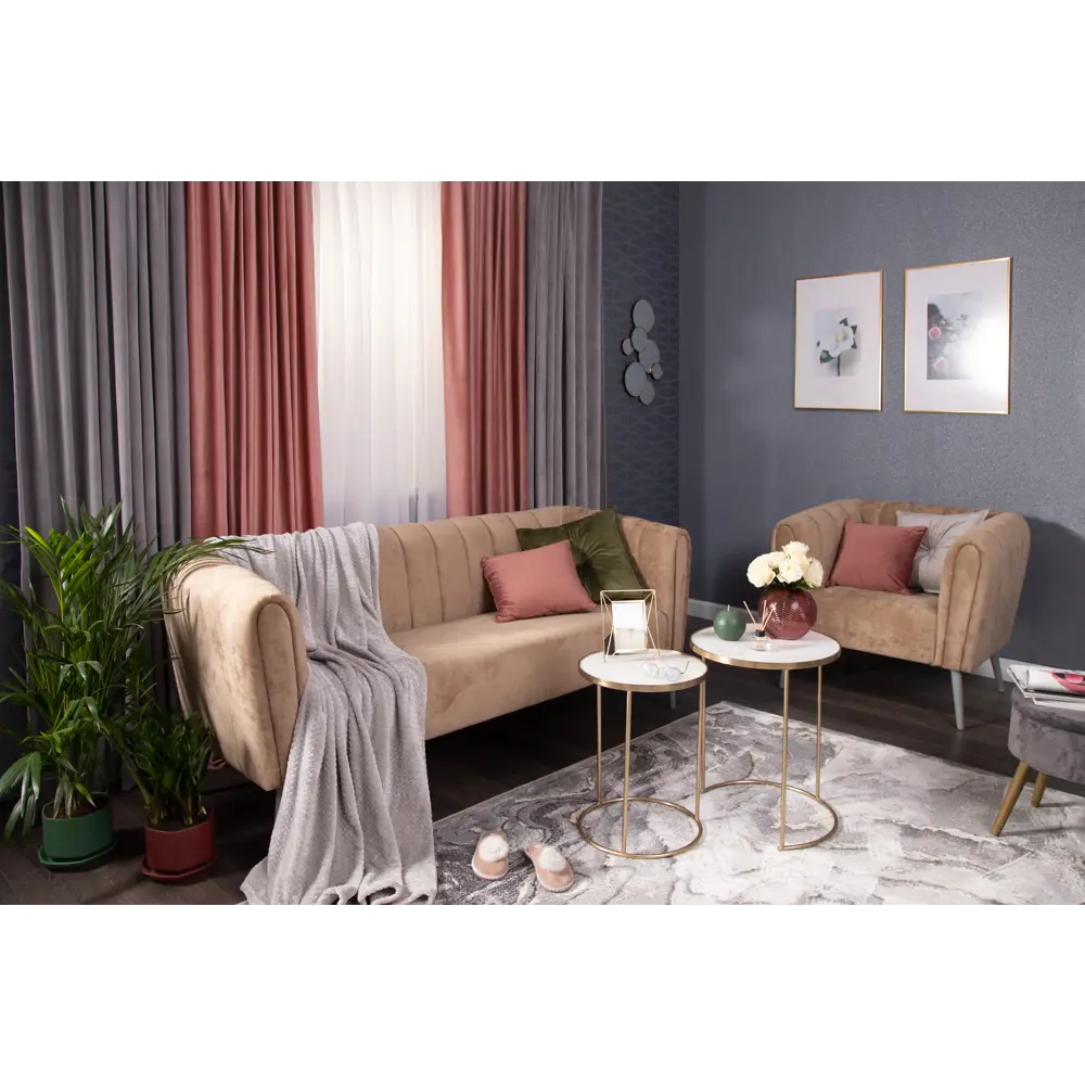 Штора на ленте со скрытыми петлями Inspire Tony 200x280 см цвет терракотовый Bistro 4 82113055 STLM-2145880  - Вид №9
