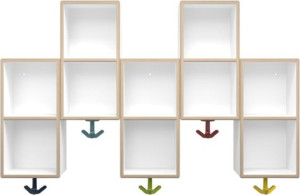 M20.03.008 Двойной модуль расширения асимметричный, 5 мест с эластичными тройными крючками HEWI Kids