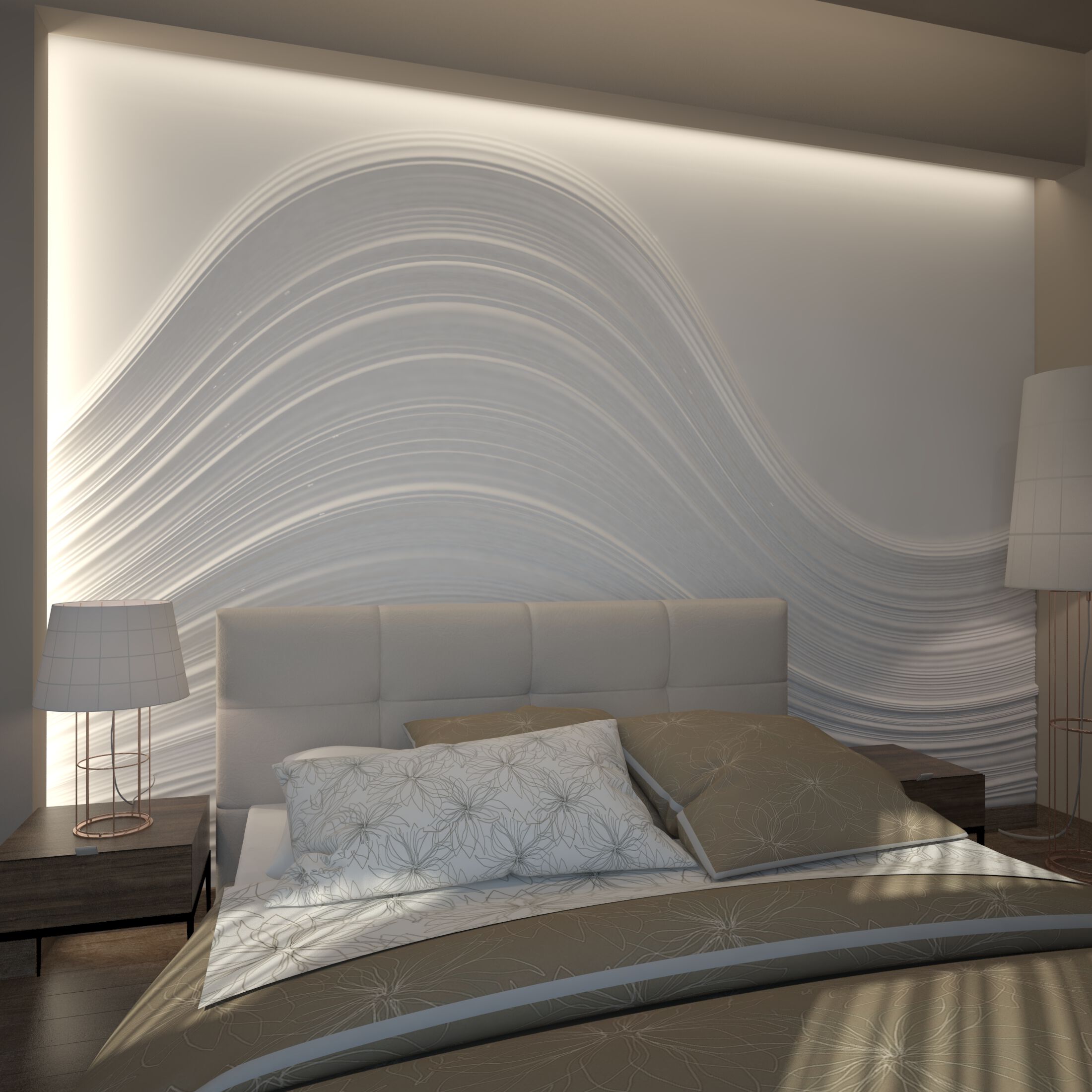 Трехмерная декоративная гипсовая панель WallDeco BIG WAVE ARCH-00120082 - Вид №1