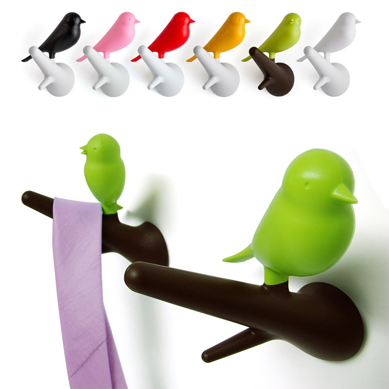 QL10067-BN-GN Вешалки настенные sparrow 2 шт. коричневые-зеленые Qualy  - Вид №1