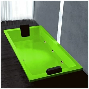 Ванна Gruppo treesse Quadra 181 V071B-SX-SZ салатовая с золотой фурнитурой и гидромассажем  и дезинфекцией прямоугольная встроенная левая