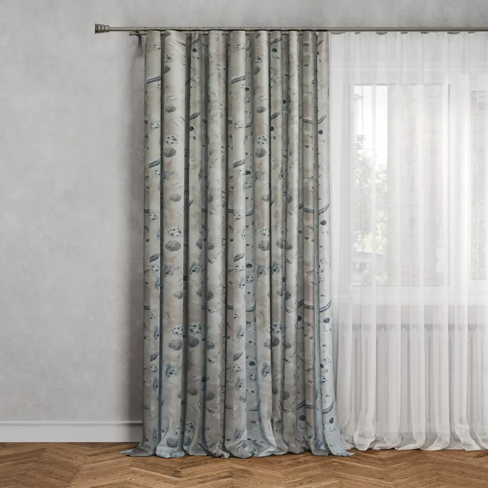 Штора на ленте димаут Космос 150x260 см цвет бежевый 87965006 STLM-2090872 SEASONS 