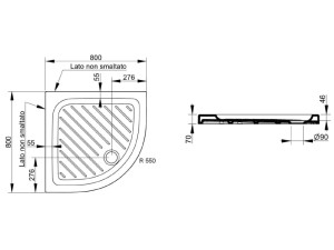 Керамический нескользящий угловой поддон для душа