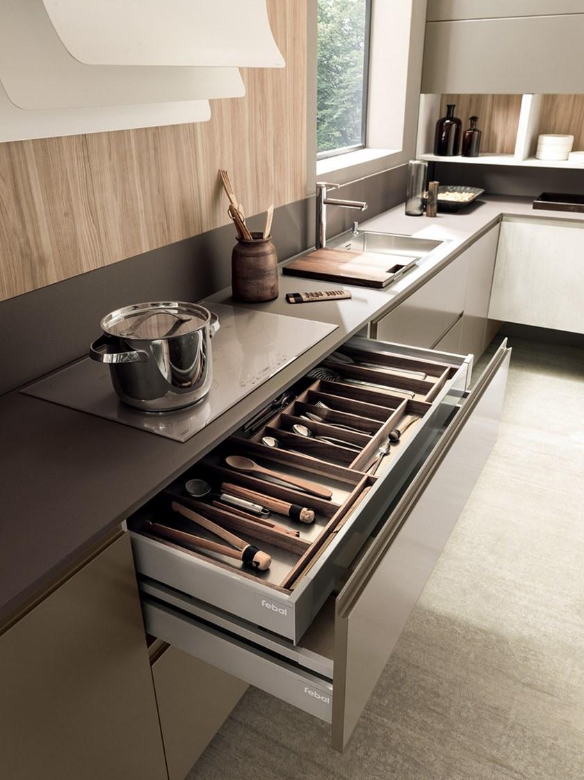 Febal Casa Линейная лакированная встроенная кухня sun-id-1457235 - Вид №11