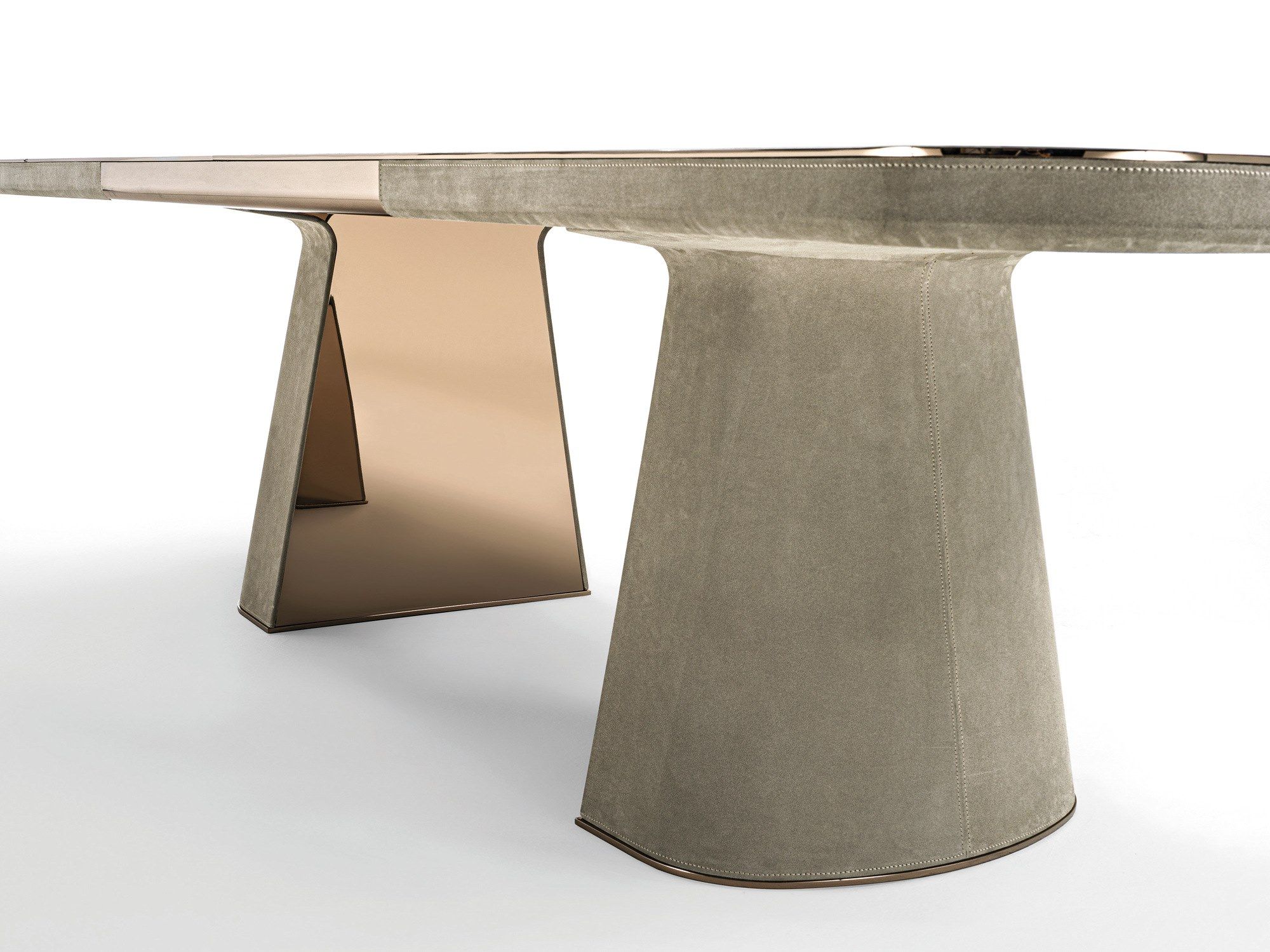 Прямоугольный мраморный стол и основание из кожи и листового металла Longhi Loveluxe 2021-Rhythm'21 collection ARCH-00130387 - Вид №1