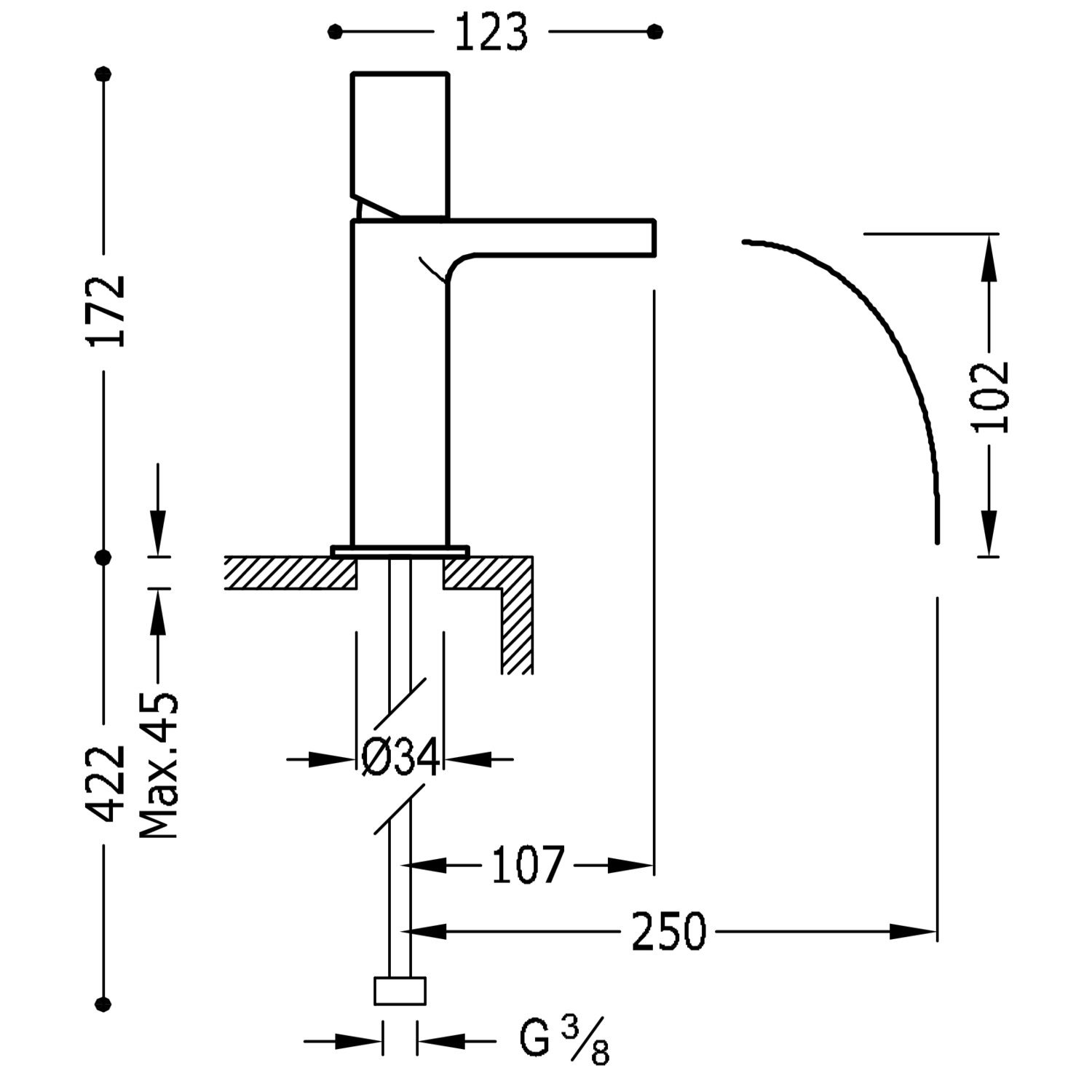 МАКСИМАЛЬНЫЙ смеситель для умывальника с одной ручкой-06111001 TRES  - Вид №1