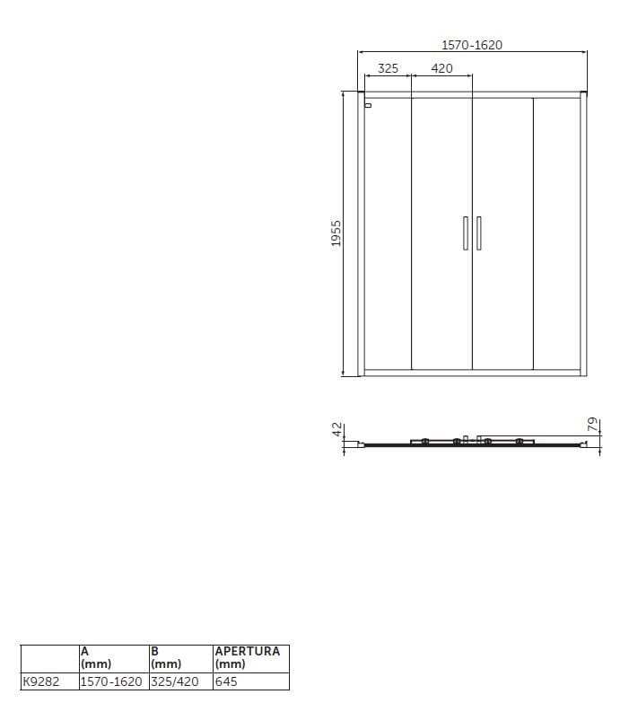 Душевая кабина с центральной раздвижной дверью Ideal Standard Connect 2 ARCH-00072419 - Вид №2