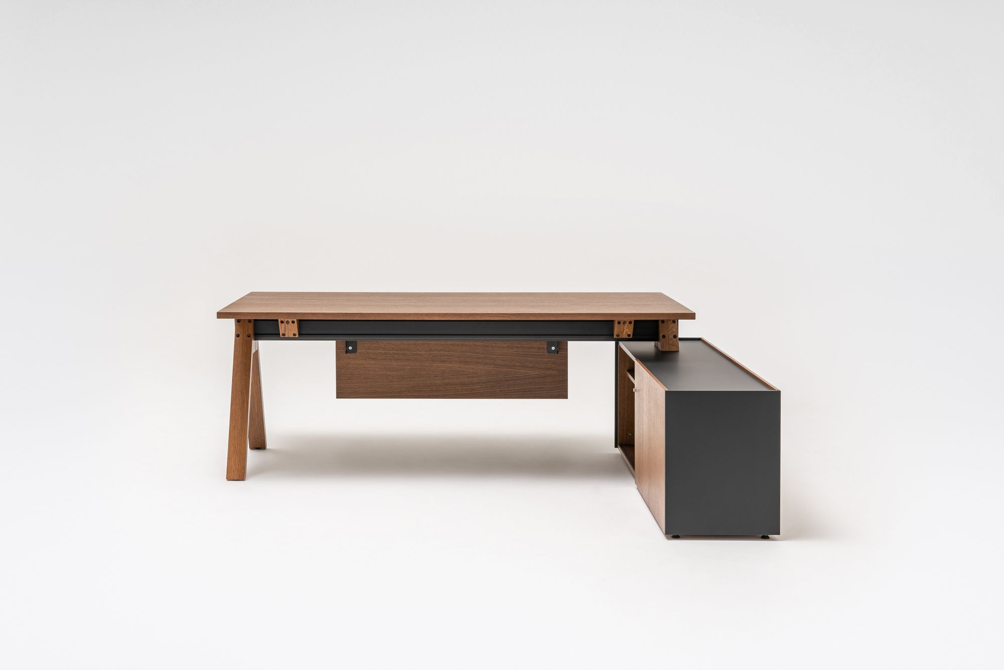 Деревянный угловой секционный стол со встроенной полкой MDD Viga ARCH-00080022 - Вид №16