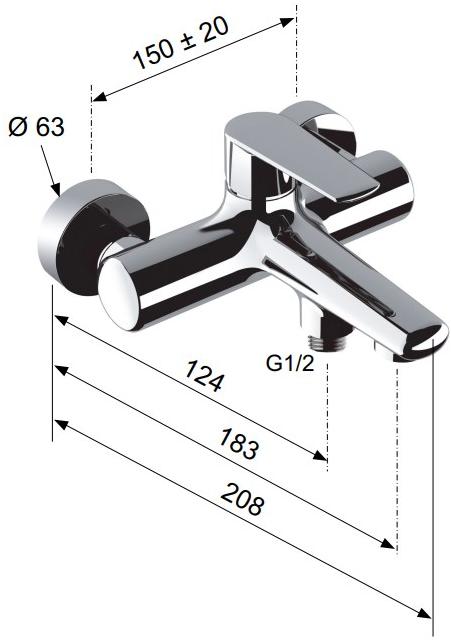 Remer Rubinetterie Внешний однорычажный смеситель для ванны Vanity V05 - Вид №2