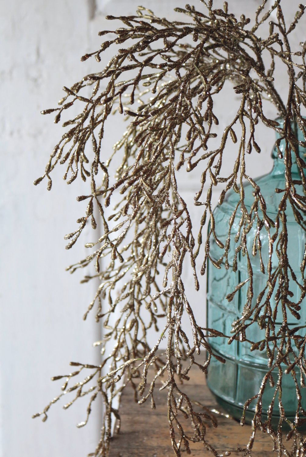 1706 331 a3 Вешалка для кактусов из искусственной омелы с глиттером, 93 см, золото H-andreas 