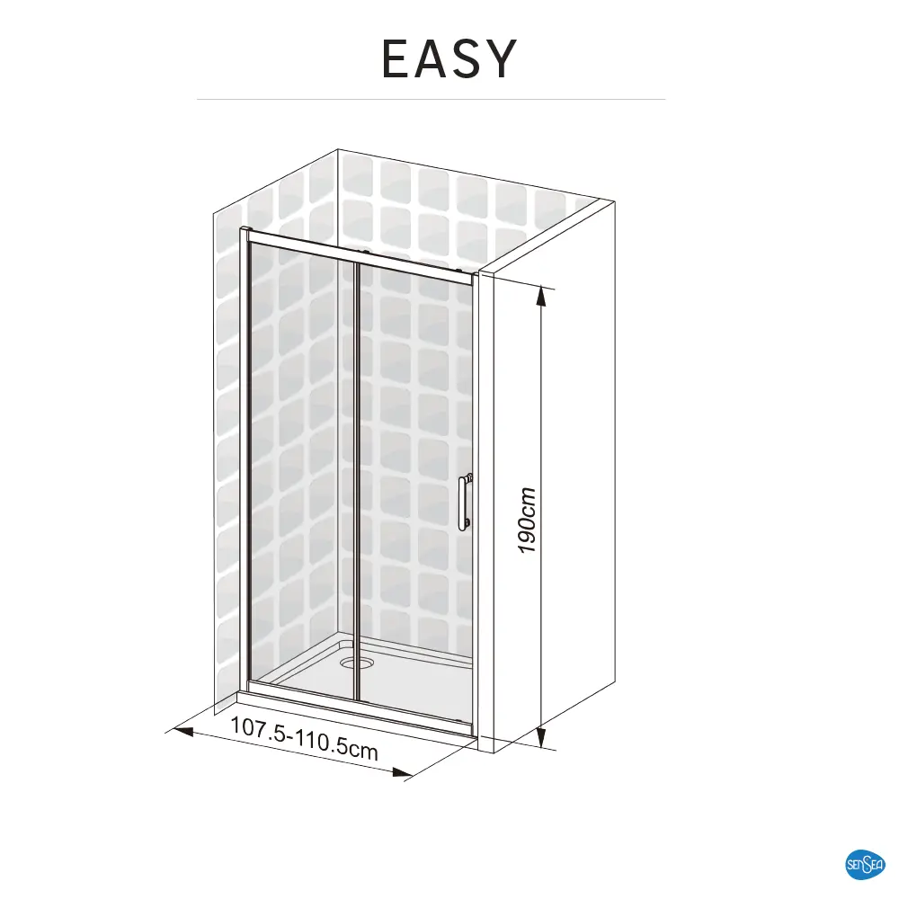Комплект стекол для раздвижной душевой двери Sensea Easy 110 см прозрачное стекло цвет профиля на выбор STLM-2005147 - Вид №22