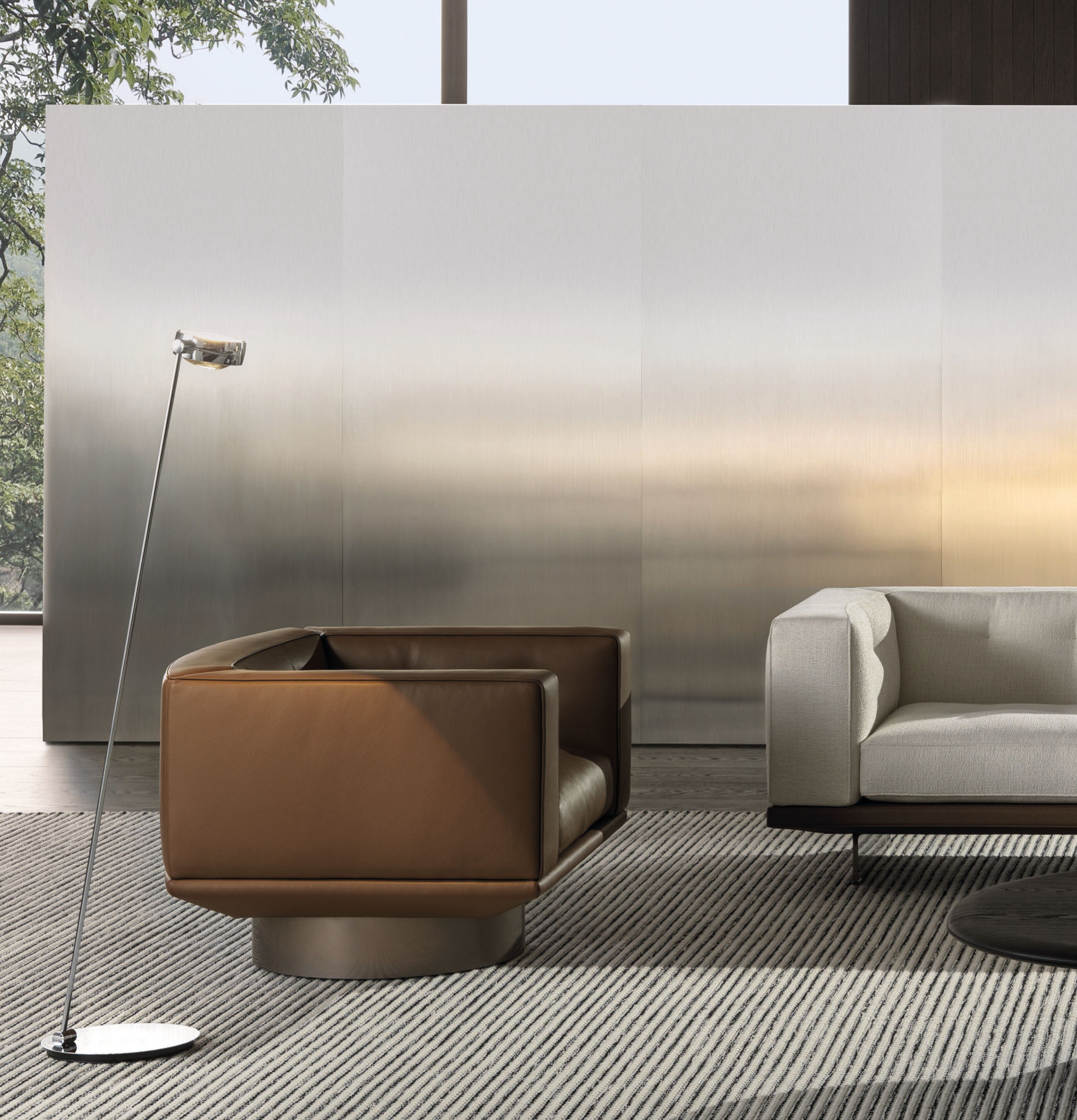 Кожаное вращающееся кресло с подлокотниками Minotti SALLY ARCH-00010052