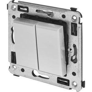 Выключатель встраиваемый DKC Avanti 2 клавиши цвет закаленная сталь