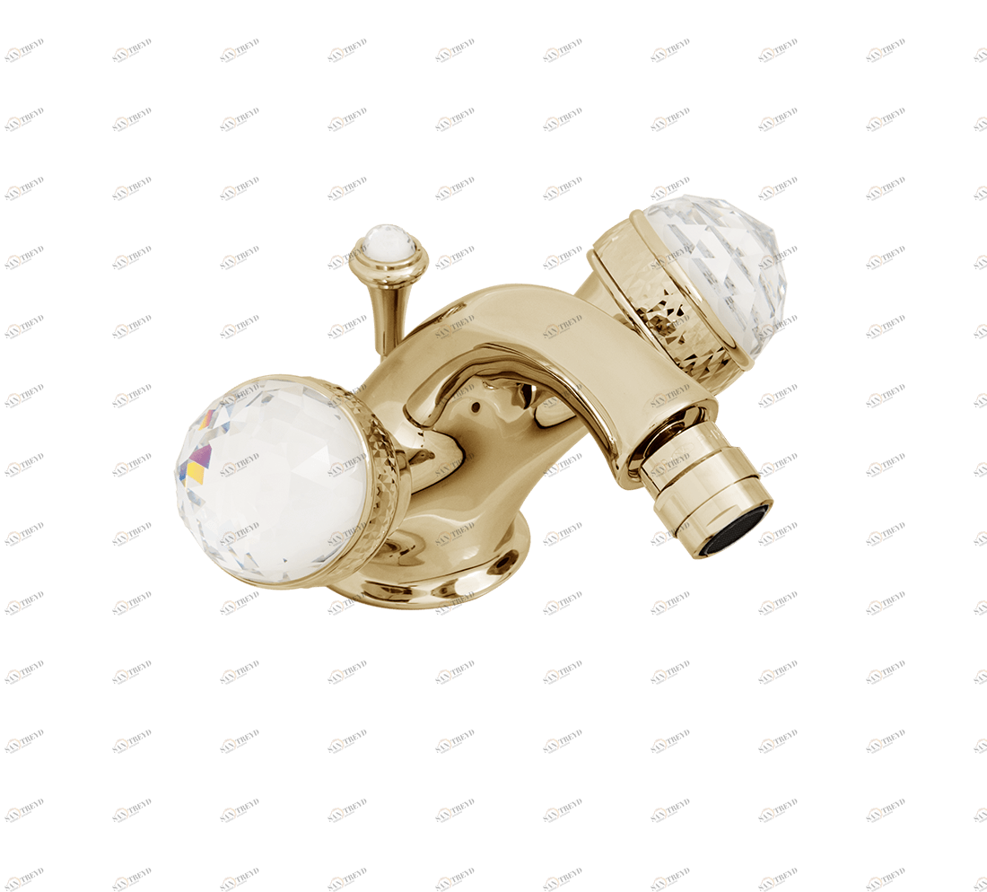 Gentry Home Смеситель для умывальника на три отверстия с выдвижным краном Crystal Incalux GH103254