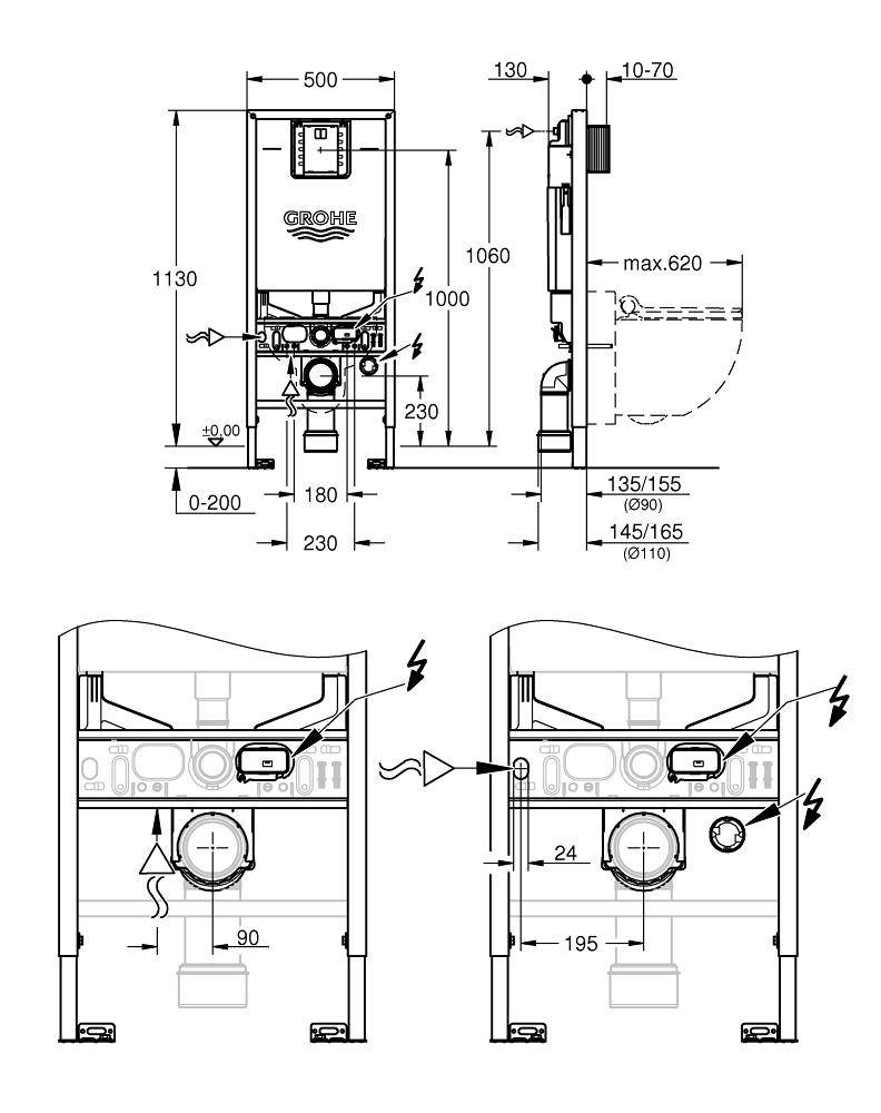 Система инсталляции для подвесного унитаза GROHE Rapid SLX (39596000) - Вид №1