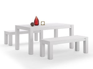 Набор столов из белого ясеня с 2 скамейками