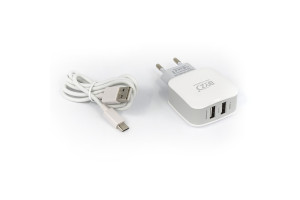17858647 Сетевое зарядное устройство 2хUSB-А, 2.1А, с разделением на ОС Android и iOS белый, 23750-ZL-720EUW BYZ