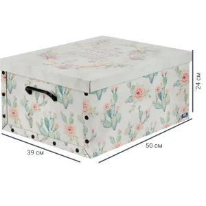 Коробка Кактусы 39x50x24 см 46.8 л картон цвет белый/мультиколор 82429014 STLM-2140661