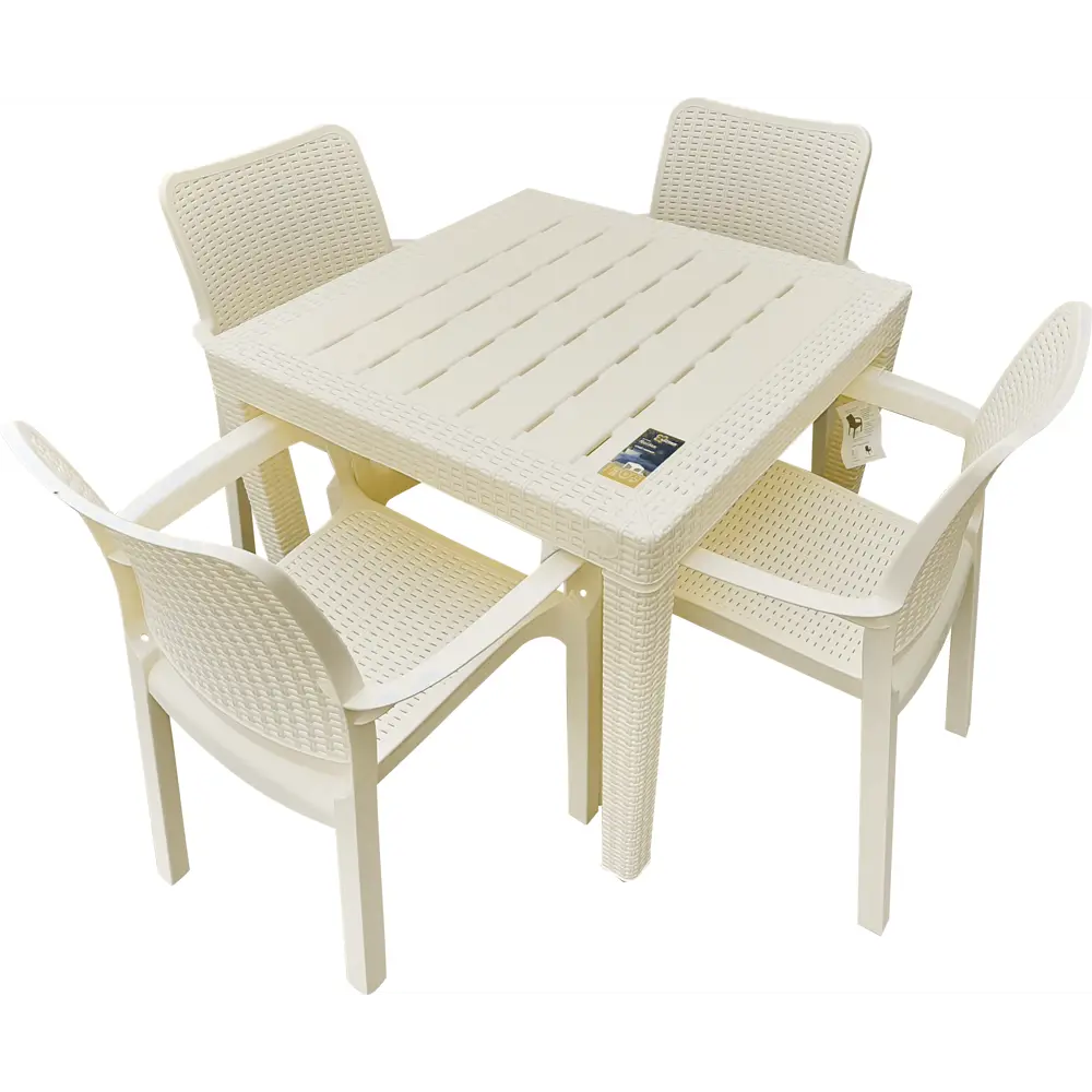 Стол Ingreen Rattan 78.9х78.9х70 см пластик бежевый STLM-2024049 - Вид №5