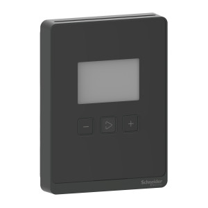 SLABLCVX Датчик CO2 VOC температуры помещения с выходом 4-20мА/0-10В, ЖК экраном и 3 кнопками, глянцевый черный, 24В Schneider Electric SpaceLogic