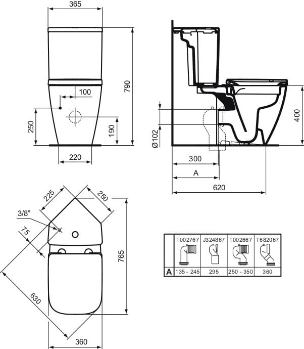 Компактный керамический туалет с напольной внешней кассетой Ideal Standard i. life S ARCH-00051871 - Вид №2