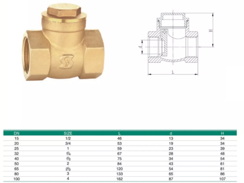 26002 Горизонтальный обратный клапан в/в 3/4, латунь LAB.Space  - Вид №1
