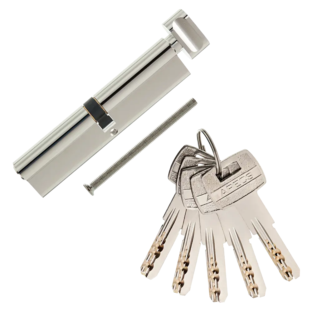 Цилиндр Apecs SM-130-C-NI, 65x65 мм, ключ/вертушка, цвет никель ЦИЛИНДР APECS SM-130-C-NI КЛ-ВЕРТ STLM-2160855 - Вид №1