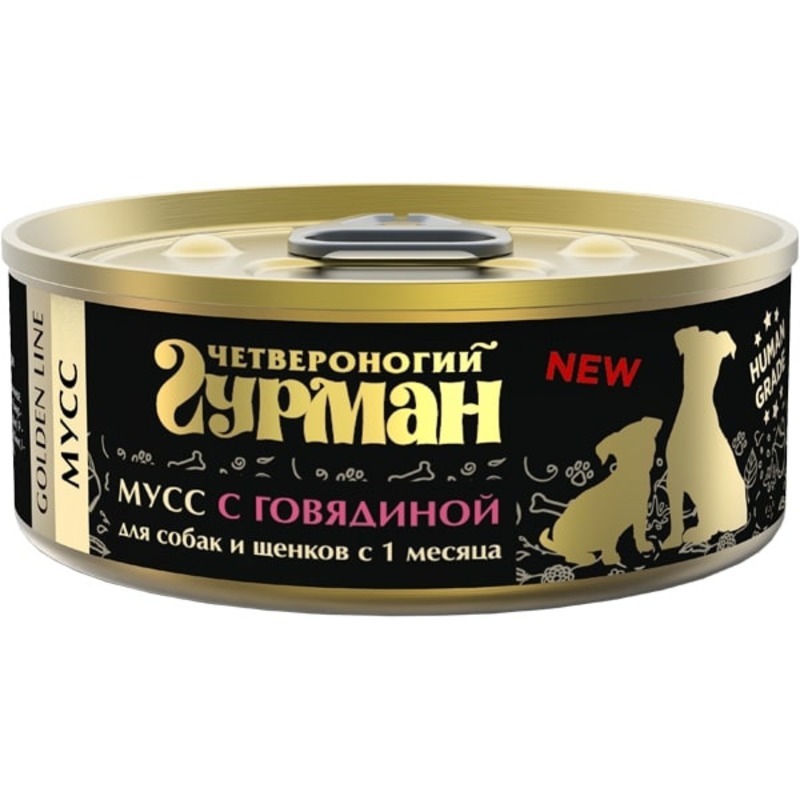 ПР0049772 Корм для собак и щенков Говядина мусс 100г ЧЕТВЕРОНОГИЙ ГУРМАН 