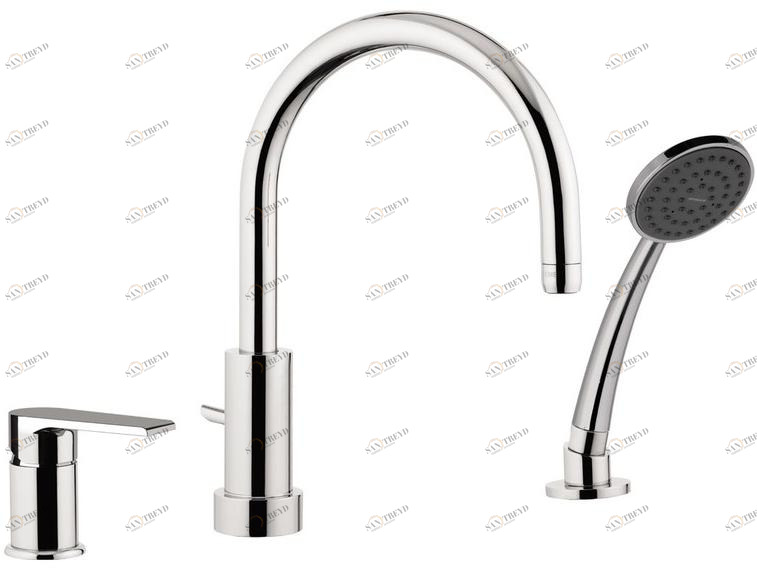 Rubinetterie Mariani Комплект для ванны из хромированной латуни на 3 отверстия с ручным душем Artic 237-at