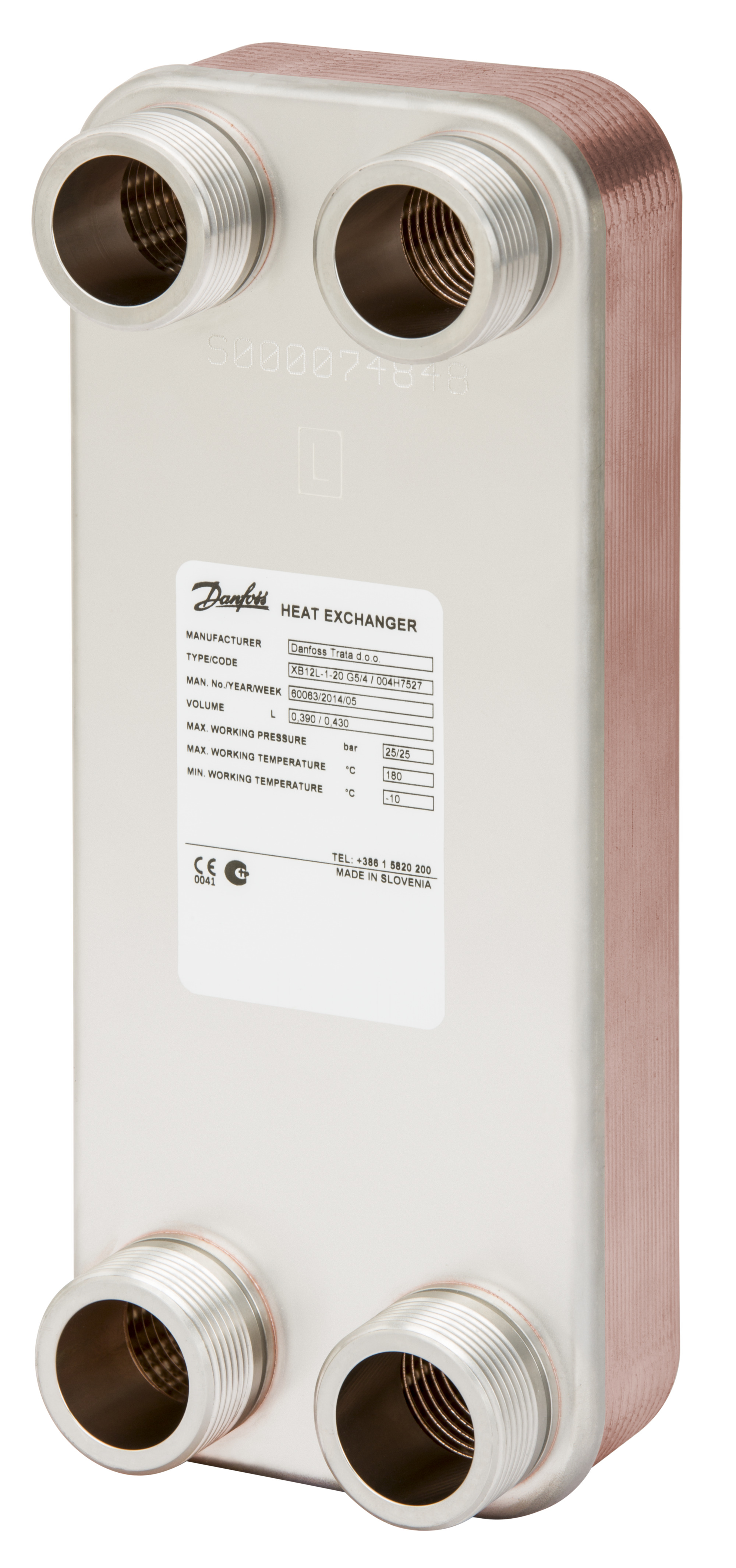 Danfoss Паяный пластинчатый теплообменник одноходовой серии XB12 XB 12M-1-26 PN25 паяный ТО 004H7543  - Вид №53