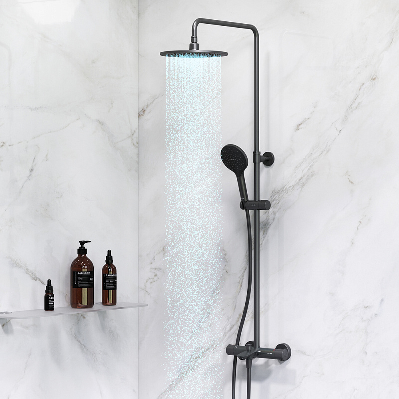 F0780522 душ.система набор: смеситель д/ванны/душа с термостатом верх.душ.d 220 мм ручной ду AM.PM Like - Вид №1