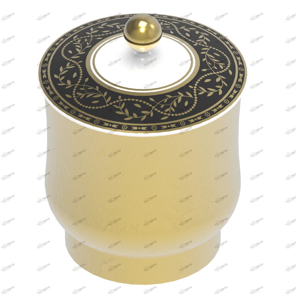 A7F-4619 Банка малая из древесно-волокнистого материала средней плотности лакированная металлизированная с фарфоровой крышкой Thg-paris Marquise чёрный с золотым декором Хром A7F-4619 CAT.A