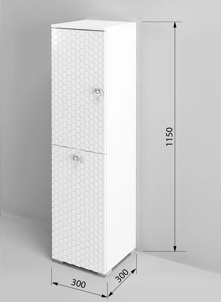 91617151 Шкаф для ванной Regent Style Соната 1д1корз правый напольный 30x115см цвет белый STLM-0993553