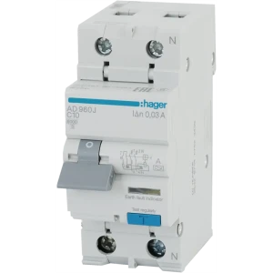 Дифференциальный автомат Hager AD990J 1P N C10 A 30 мА 6 кА A