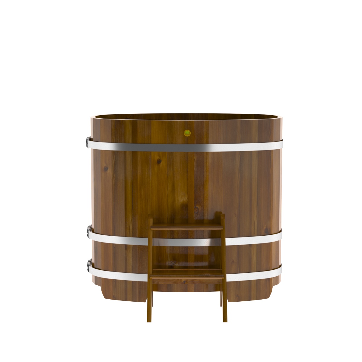 2259 Купель овальная из лиственницы Рустик 0,76х1,16х1,1 морёная Alyarus  - Вид №4