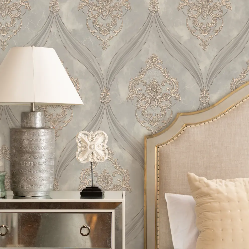 Обои флизелиновые Euro Decor Matilda с вензельным рисунком, коричневые 1.06 м 89417216 STLM-1574974 - Вид №2