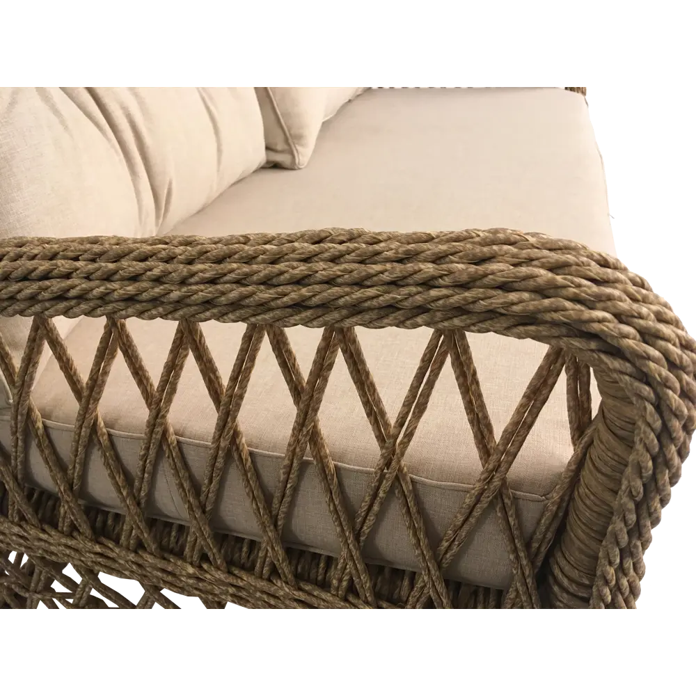 Набор садовой мебели Riviera искусственный ротанг/металл/стекло бежевый: диван стол и кресло 2 шт Santreyd STLM-2087403 - Вид №3