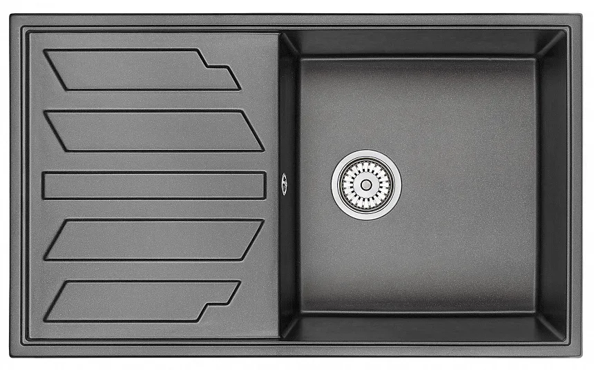 8601, ЧЁРНЫЙ, кухонная мойка, кварц GRANULA 8601-ST250 - Вид №1