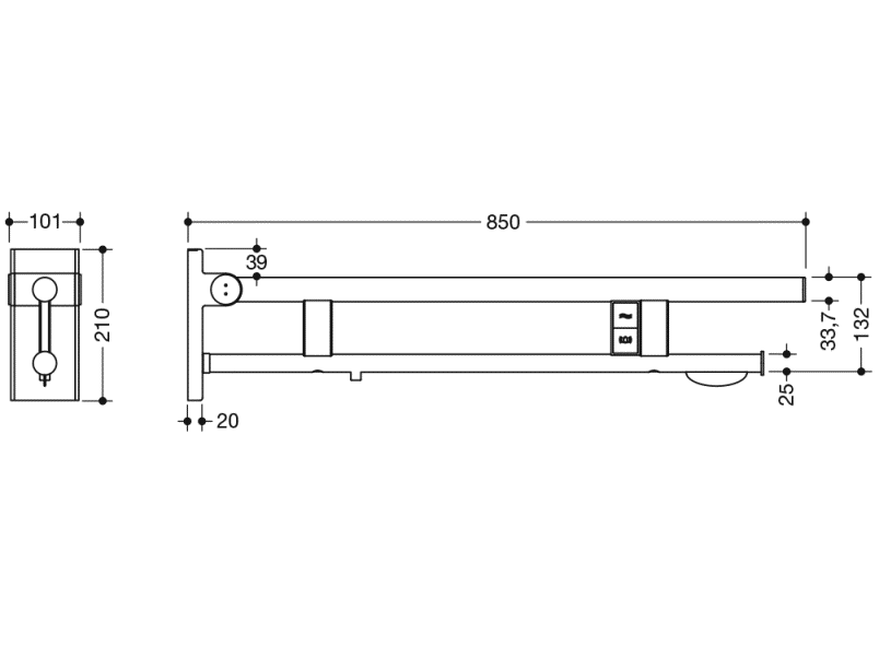 900.50.13640 Двойной шарнирный опорный рельс, конструкция a HEWI Stützen  - Вид №1