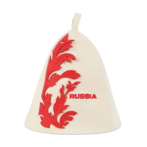 Шапка для бани  ГлавБаня «Russia» фетр цвет белый