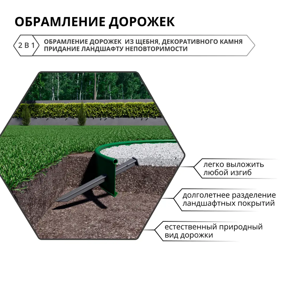 Бордюрная лента Gidrolica 1000 см h15 см цвет зеленый Santreyd STLM-2187052 - Вид №3