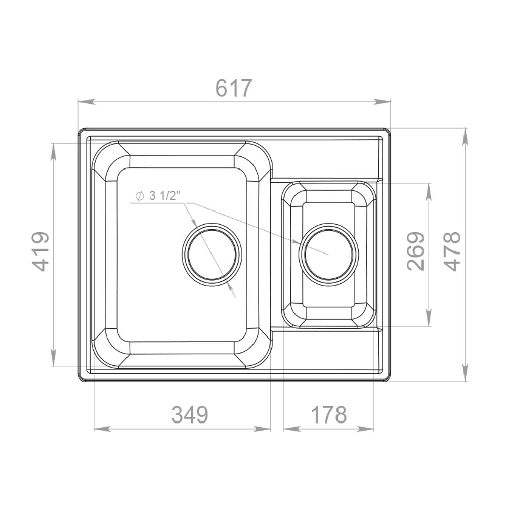 RQ233 бетон Мойка кухонная прямоугольная Raiber  - Вид №1