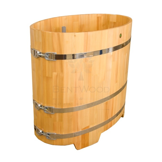 1370 Купель овальная из сращенных ламелей лиственницы 0,69х1,31х1,0 натуральная Alyarus  - Вид №10