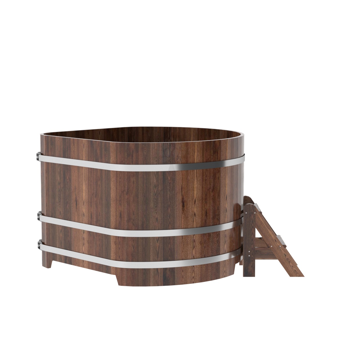 1240 Купель угловая из лиственницы 1,37х1,37х1,0 морёная премиум Alyarus  - Вид №2