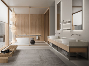 Мебель для ванной комнаты из дуба и алюминия