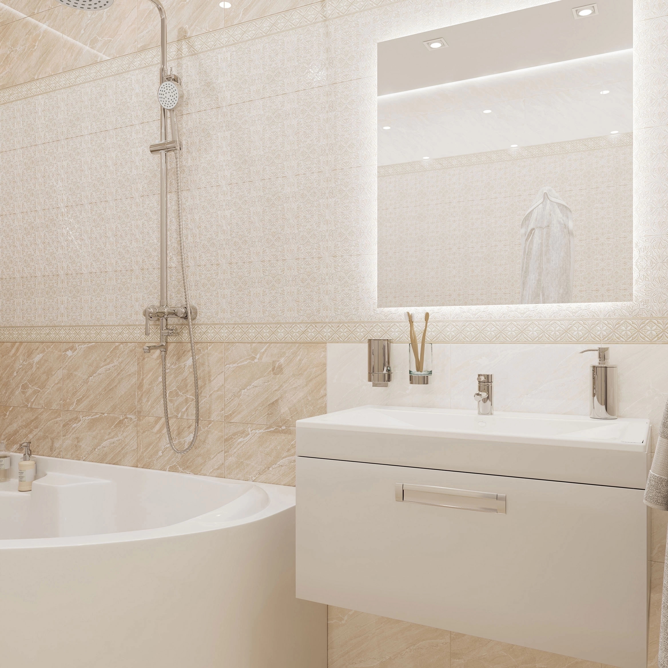 90464512 Плитка настенная Gestia 9GE0201TG 40х27см цвет бежевый STLM-0237551 GLOBAL TILE