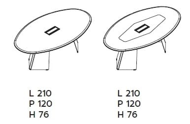 Овальный стол для совещаний с системой люверсов Las Mobili Monolith ARCH-00072425 - Вид №2