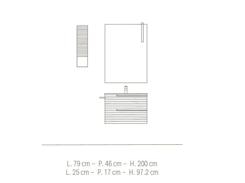 Подвесной умывальник с ящиками, навесным шкафом и зеркалом BMT Everyday ARCH-00103273 - Вид №2