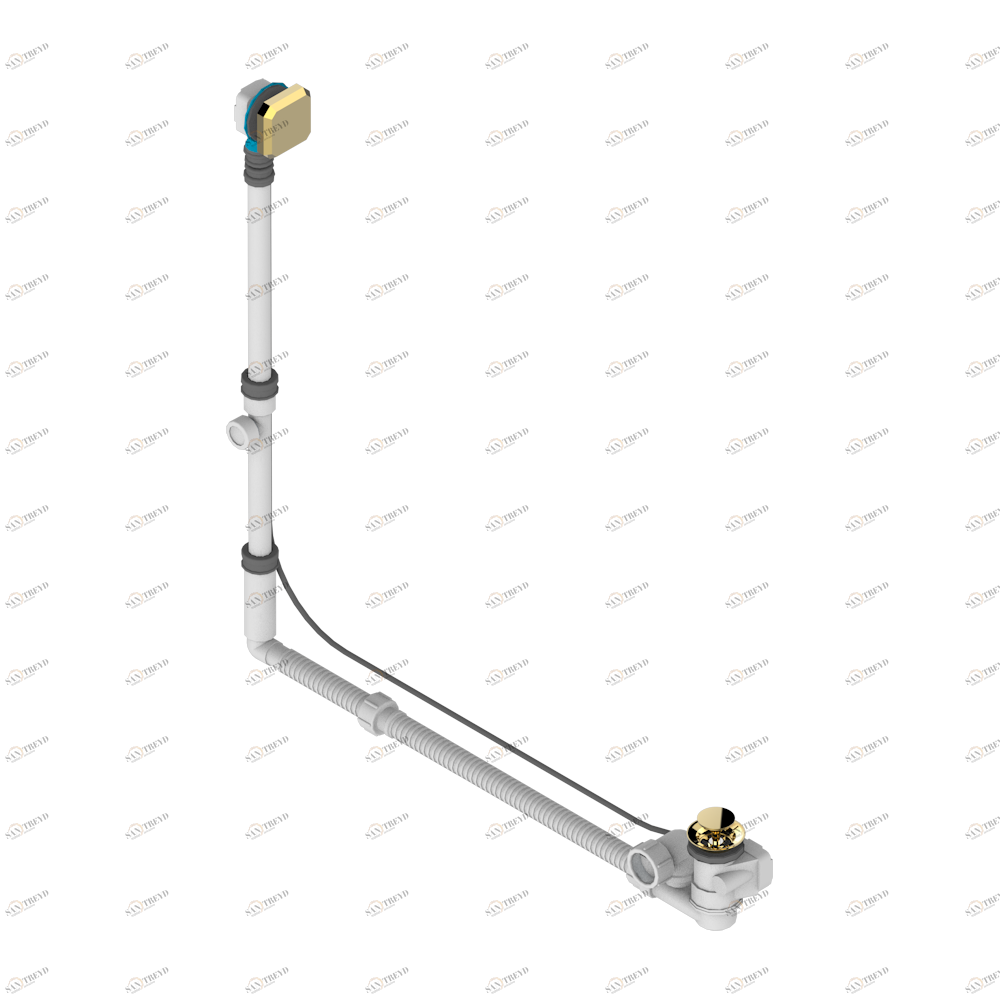 A2B-302GM Перелив GEBERIT для ванны - европейская модель - большой размер регулируемая высота : от 165мм MAXI 580мм регулируемая выступающая часть : от 110мм MAXI 700мм- выпуск Ø 40 мм с стильной ручкой Thg-paris Metropolis с рукоятками Покрытие PVD золот A2B-302GM CAT.F