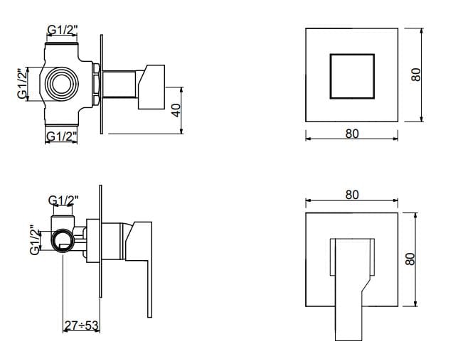 Смеситель для душа с 2 отверстиями и переключателем QD Magistro Lab приложение ARCH-00144880 - Вид №2